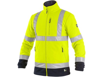 Bunda CXS PRESTON, výstražná, fleece, žluto - modrá vel. 2XL